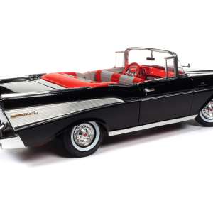 1957 Chevrolet Bel Air Convertible Onyx Black James Bond 007 "Dr. No" (1962) Movie "60 Years of Bond" Series 1/18 Diecast Model Car by Auto World