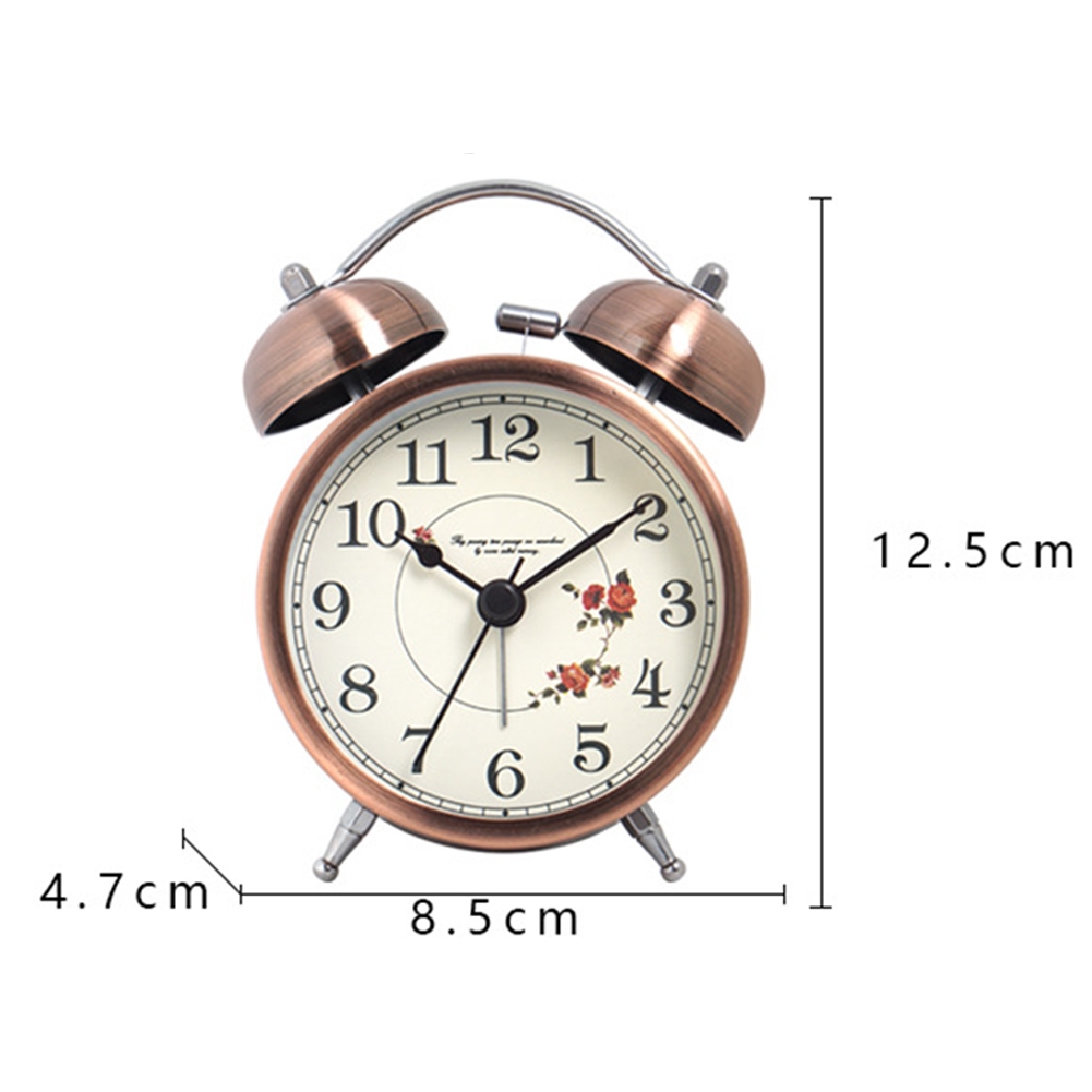 Luminous Retro Twin Bell Loud Alarm Clock Super Silent Non Ticking Table Alarm Clock For Home Office luminous - Image 2