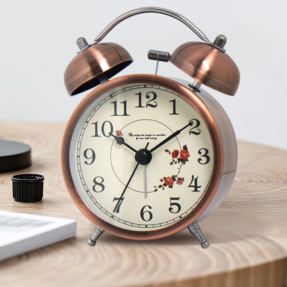 Luminous Retro Twin Bell Loud Alarm Clock Super Silent Non Ticking Table Alarm Clock For Home Office luminous - Image 6