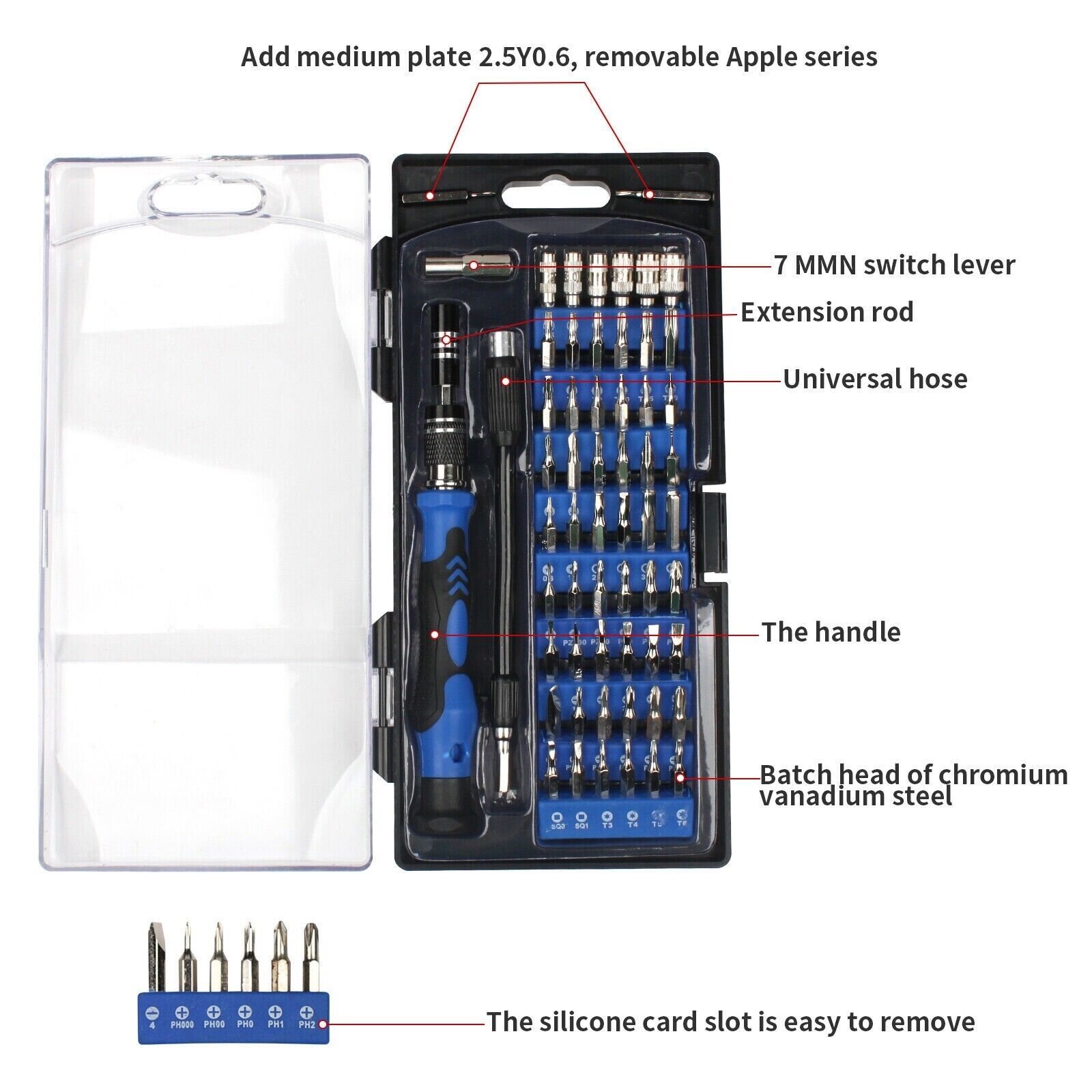 60-in-1 Portable Computer Repair Kit PC Precision Screwdriver Tool for Repairing Laptops Mobile Phones Blue - Image 6