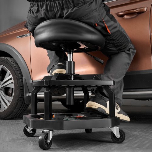 Rolling Shop Stool Adjustable Height Garage Seat 300 lbs Load with Caster - Image 7
