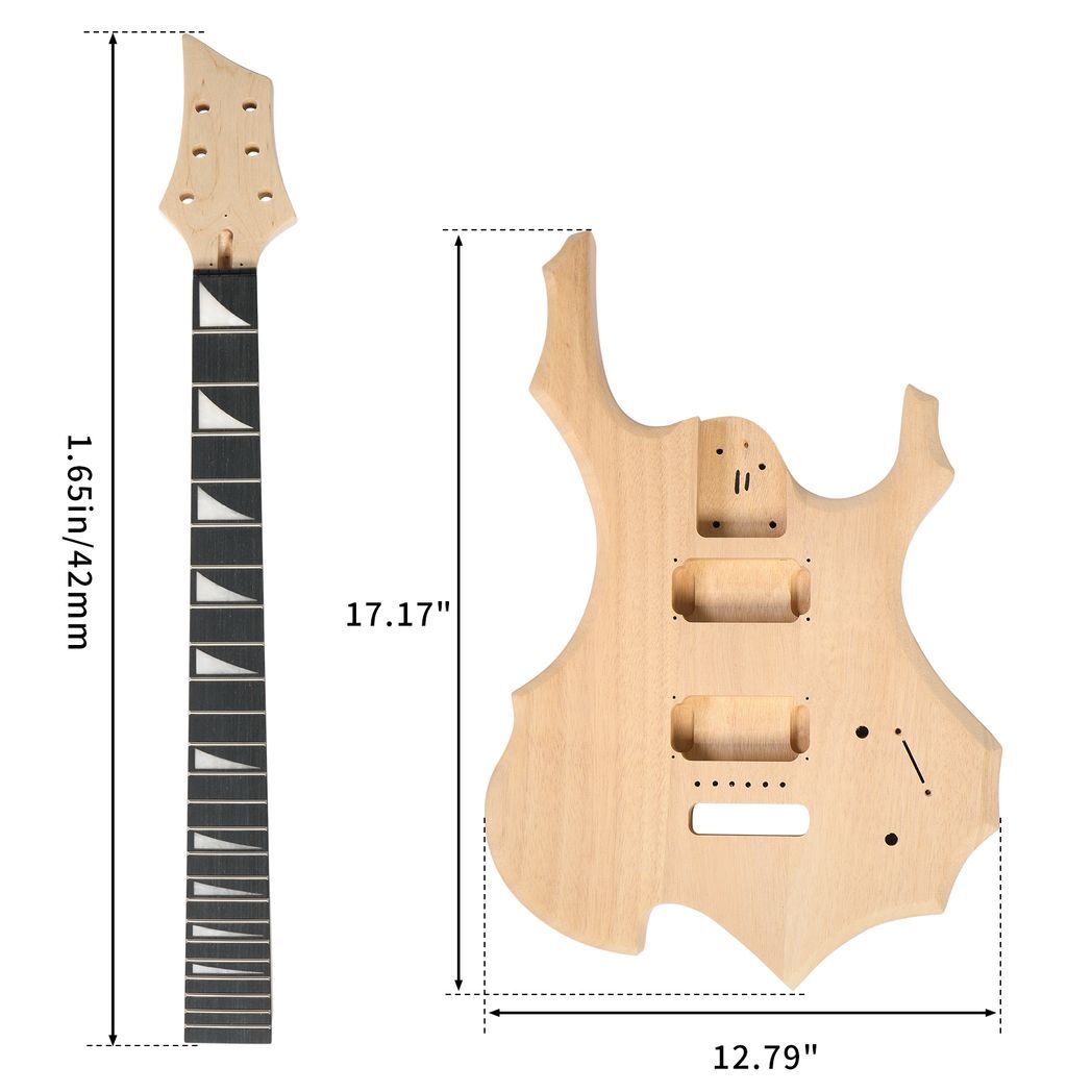 DIY 6 String Flame Shaped Style Electric Guitar Kits with Mahogany Body, Maple Neck and Accessories - Image 7