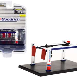 Adjustable Four-Post Lift "BFGoodrich" White and Red "Four-Post Lifts" "Four-Post Lifts" Series 4 1/64 Diecast Model by Greenlight