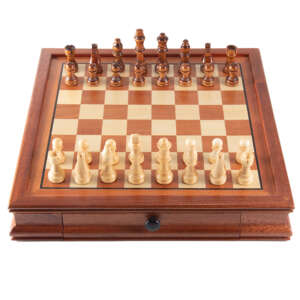 Color: Wood color, Size: 42x42cm - Walnut Solid Wood Veneer Chessboard