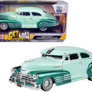 1948 Chevrolet Aerosedan Fleetside Lowrider Pastel Green and Green Metallic Two-Tone "Get Low" Series 1/24 Diecast Model Car by Motormax
