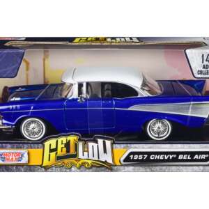 1957 Chevrolet Bel Air Lowrider Candy Blue with White Top "Get Low" Series 1/24 Diecast Model Car by Motormax