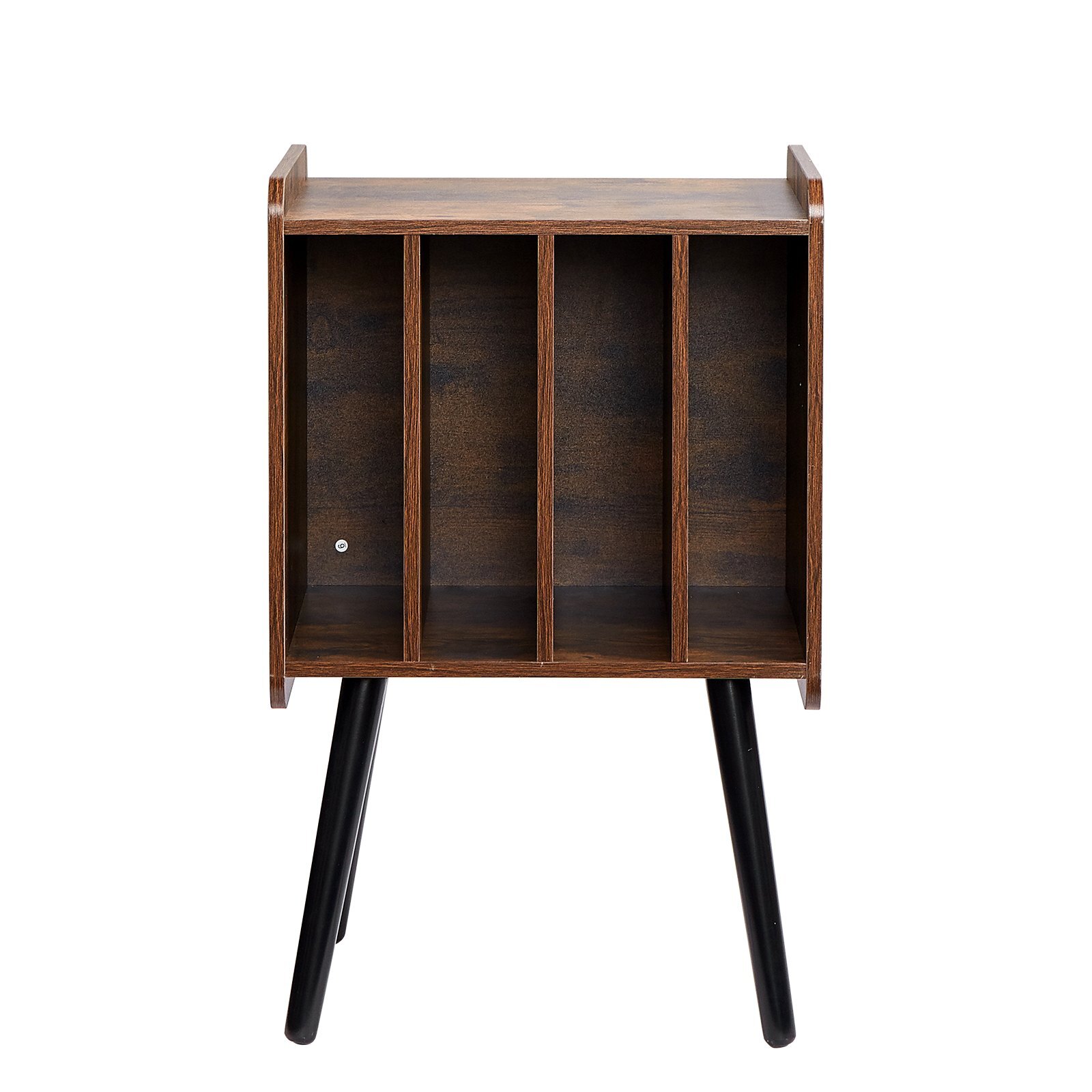 Record Player Stand, 2 Tiers Turntable Stand with 4 Cabinets, Holds up to 100 Albums, Wooden Vinyl Record Storage Cabinet with Display Shelf for Bedroom, Living Room, Brown