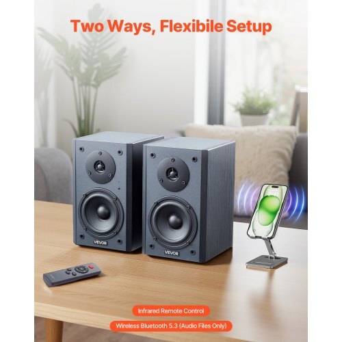 Powered Bookshelf Speakers, 20W x 2, Active Studio Monitor Speaker with 4 Inch Woofer, Adjustable Volume and Audio with Bluetooth Optical Connection, Wooden Enclosure, for Record Player PC TV - Image 2