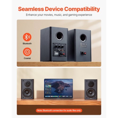 Powered Bookshelf Speakers, 20W x 2, Active Studio Monitor Speaker with 4 Inch Woofer, Adjustable Volume and Audio with Bluetooth Optical Connection, Wooden Enclosure, for Record Player PC TV - Image 3