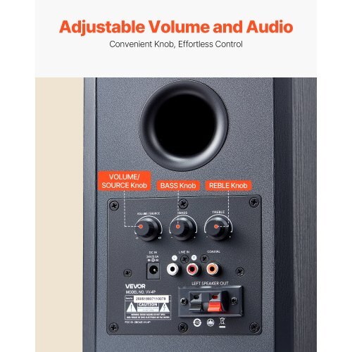 Powered Bookshelf Speakers, 20W x 2, Active Studio Monitor Speaker with 4 Inch Woofer, Adjustable Volume and Audio with Bluetooth Optical Connection, Wooden Enclosure, for Record Player PC TV - Image 4